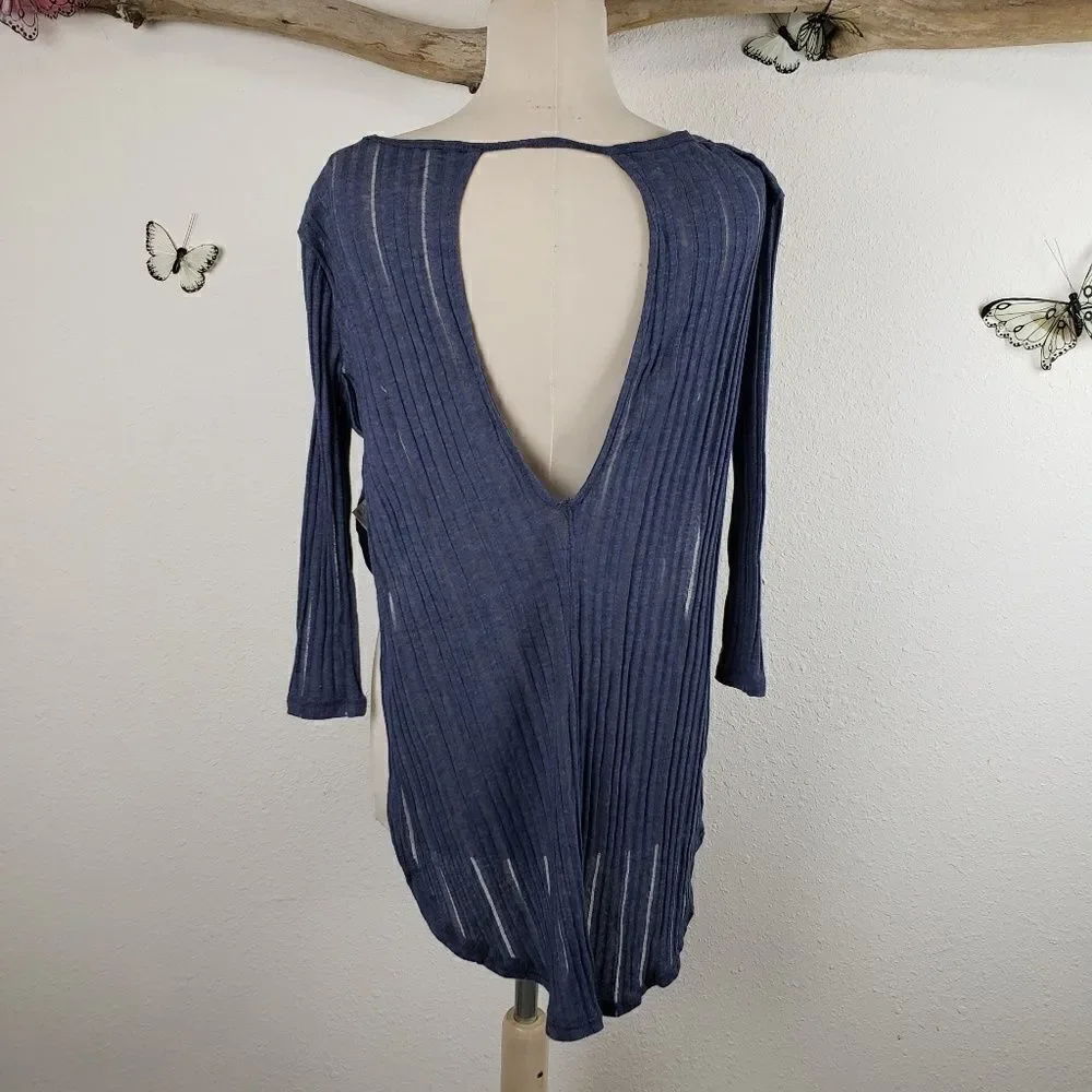 Free people Astoria split ribbed tee denim